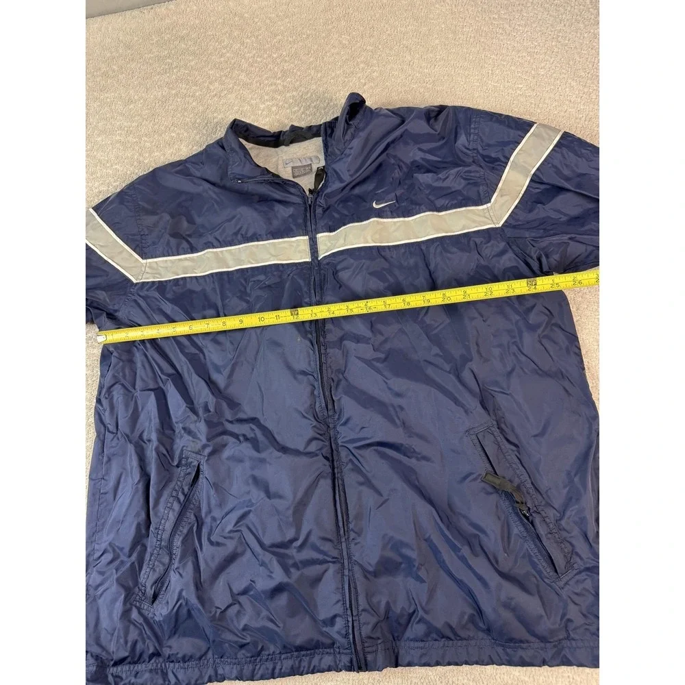 Nike‎ Y2K Jacket Mens XL Full Zip Windbreaker Stripe Hooded Pockets